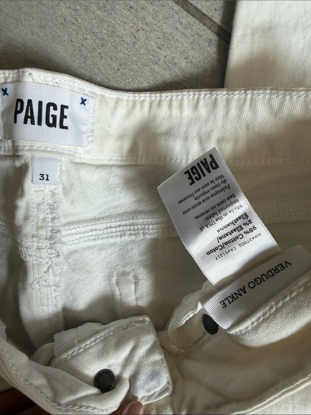 PAIGE Verdugo Skinny Ankle Mid Rise White Jeans Women's Size 31